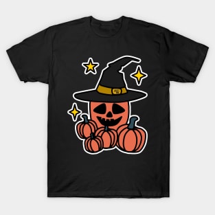 Spooky Halloween Pumpkin in a Witches Hat T-Shirt